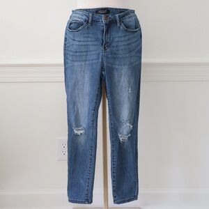 Judy Blue Relaxed Fit Medium Wash Blue Jeans Stretch Distressed Size 31